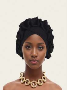 Gerüschte Turban Kappe Frauenkopftücher, weich und bequem Kopftuch Haube, einfarbige Kopfbedeckung für Damen