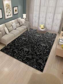 Ultra Soft Plush Gothic Personalized Skull Print Floor Mat, Relieve Visual Fatigue Non-Slip Doormat, Water Absorbent, Machine Washable, Soft & Comfortable For Kitchen, Living Room, Bedroom, Hallway, Bathroom, Laundry Room - Durable And Easy To Clean Carpet, Home Decor - Multicolor - View 6