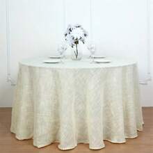 1 pezzo Tovaglia rotonda in cotone e lino beige, adatta per matrimoni e decorazione quotidiana