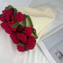 Handmade Rose Bouquet Blanket DIY Kit - Multi-Functional Yarn Crochet Floral Bouquet That Transforms Into A Soft, Warm Blanket, Ideal For Office Naps, Home, A/C, Fashionable And Versatile, Creative Holiday Gift For Girlfriend, Friend, Mom, Teacher