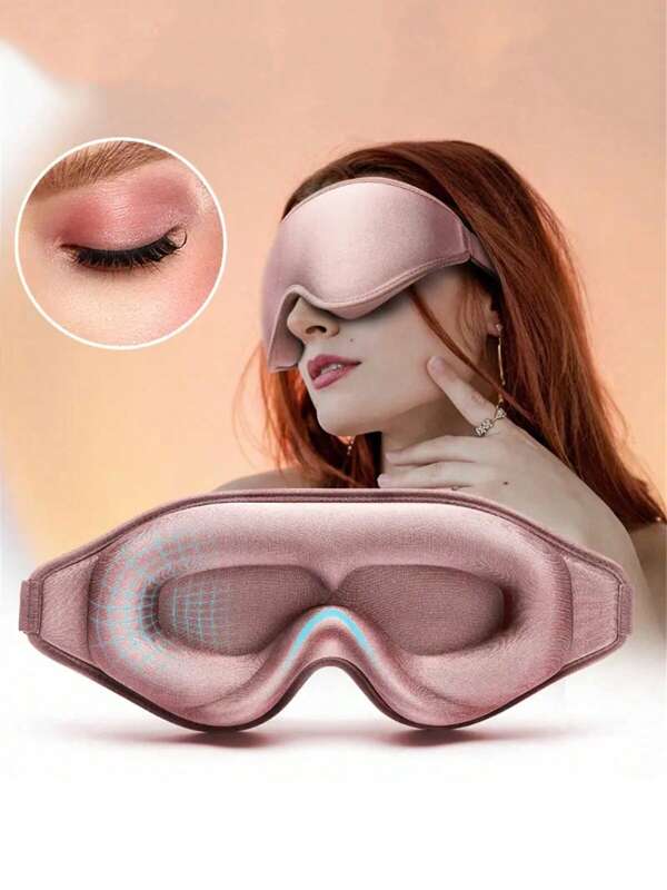 1 pièce Masque pour les yeux en soie 3D, adapté pour dormir, voyager, faire la sieste, bloquer la lumière, doux et confortable