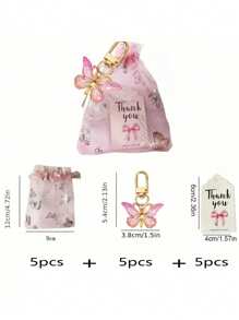 Set regalo da 15 pezzi con portachiavi a forma di farfalla, composto da 5 portachiavi in acrilico, 5 buste in organza e 5 carte, ideale per feste di gender reveal, compleanni, matrimoni, feste di Natale, regali per colleghi, amici e familiari, per spiaggia estiva, forniture scolastiche e decorazione della stanza