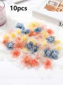 10pcs Soft Sheer Fabric Mini Flower Decor, Faux Flower For DIY Headpiece, Brooch, Hair Clip, Clothing Accessories, Home Decor, Bedroom Decoration
