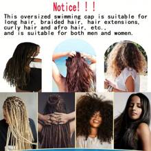 قبعة سباحة سيليكون فائقة الحجم لذوي الشعر الطويل - قبعات السباحة للنساء والرجال - قبعة مقاومة للماء وآمنة ومريحة ومتينة للاستخدام في المسبح والشاطئ