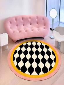 1pc, [Best Seller] Wavy Anti-Fatigue Round Creative Design Area Rug, Living Room Rug, Bedroom Rug, Personalized Decorative Rug, Entryway Rug, Kitchen Rug, Bathroom Rug, Gaming Room Rug, Study Room Rug
