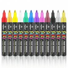 1 pieza Bolígrafo marcador de pintura, a prueba de agua y duradero, colores vibrantes, para retoques de pintura, marcador de neumáticos, bolígrafo para dibujar, 12 colores, apto para manualidades DIY, marcador permanente a base de aceite, coloración de modelos DIY, bolígrafo para grafiti, aplicable a vidrio, madera, plástico, metal y talla grande artículos escolares, vuelta al colegio