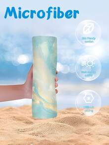 1pc Soft, Absorbent, Multi-Purpose, Quick-Dry Beach Towel With Rainbow Design, Suitable For Beach And Pool - Tropical Style, Machine Washable, Fade Resistant Bathroom Decor Summer - Multicolor - View 8