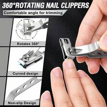 Toenail Clippers Seniors Thick Toenails, Aucurwen Heavy Duty Toe Nail Clippers Adult Thick Nails Long Handle, Large Toenail Clippers Thick Nails 7Pcs - Black - View 5
