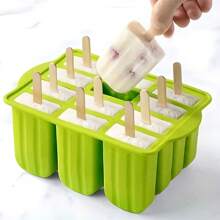 2025 New Popsicle Ice Maker Molds, Summer Hot Ice Maker Tray, Ice Cream Tools With Wooden Stick Silicone Popsicle Molds. Custom Mini Silicone Ice Cream Popsicle Molds, 12 Pieces Silicone Frozen Popsicle Maker Mold Set With Popsicle Sticks And Cleaning Brush, Easy Release Ice Cream Molds