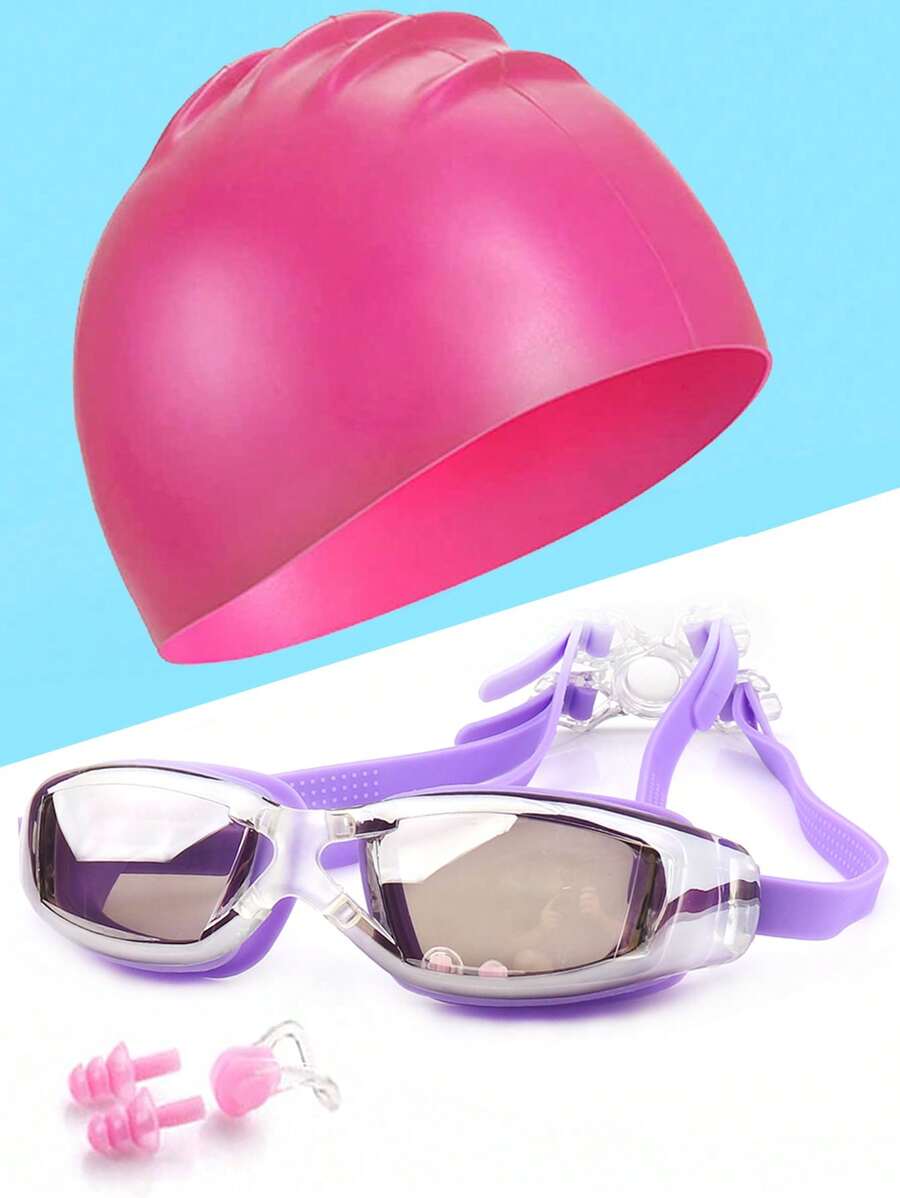 SHENYU 5pcs Swim Goggles, Silicone Swimming Cap, Nose Clip And Ear Plug Set