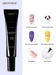 20ML 3D Sculpting Gel Nail Glue For Nail Designs And DIY Nail Art - Clear Gel Polish For Drawing, Molding, Sculpture And Decoration