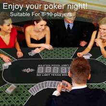 Rectangular Rubber Table Mat, Tablecloth, Table Runner - 8 Player Texas Poker Non-Slip Rubber Mat, Foldable Table Topper, Suitable For Family Game And Party (Fit Standard Tables)