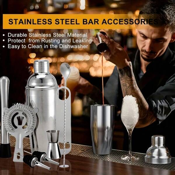 3/8 Stücke Edelstahl Barkeeper Werkzeugsatz, Mischgetränke Set, ideal für Zuhause, Partys, Bar - perfekt als Einweihungsgeschenk, Hochzeit, Erwachsenenparty, Junggesellenabschied, Geburtstagsfeier - hochwertige Barwerkzeuge für elegante Getränke - keine Stromversorgung erforderlich
