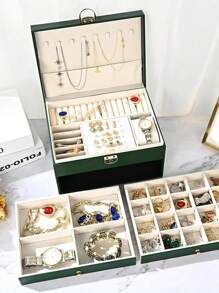 1 Stück hochwertige Luxus Schmuckaufbewahrungsbox mit großer Kapazität für Damen, mehrstöckiger Schmuckorganizer