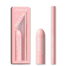 DUNUF 2 件套哑光唇膏和唇线笔套装，持久、顺滑、防晕染