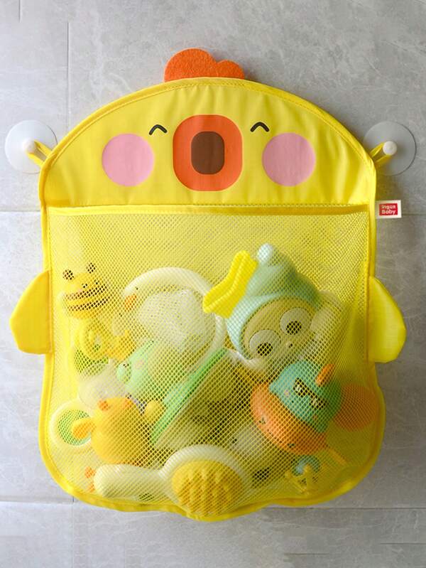 1/2 Stücke niedliche Ente Baby Bad Netz Tasche 42*43cm Badezimmer Kinder Bad Spielzeug Aufbewahrungstasche, niedlicher Cartoon Stil wandmontierter Spielzeug Aufbewahrungsnetz Tasche, wasserdichte und abtropfbare Badezimmer Toilettenartikel Aufbewahrungsnetz Tasche mit Saugnapf für festen Halt
