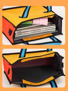 Anime Cartoon Cartoon Cartoon Man Tote Bag Large Capacity Shoulder Messenger Bag Commuter Leisure Dual-Use Versatile - Grey - View 7