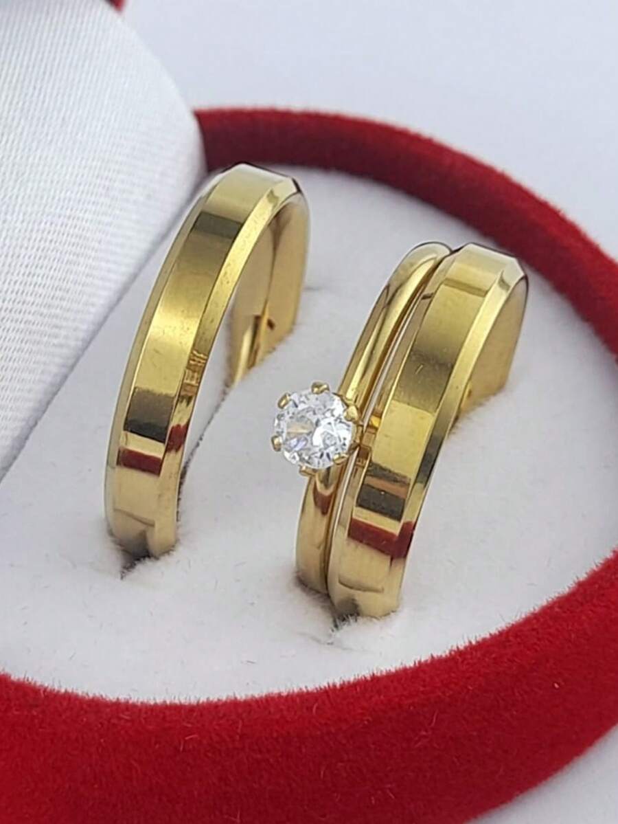 Ring And Beveled Wedding Box Kit 4mm Gold Plated - Vàng - Xem 1