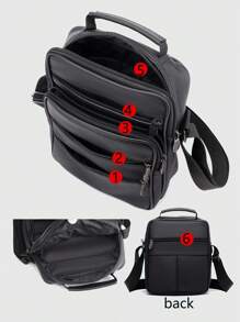 1pc Genuine Leather Solid Men's Shoulder Bag Crossbody Bag, Square Multi-Pocket, Phone Bag Wallet Suitable For Daily Business Commute School Bag Teenagers Freshmen High School University Practical Stylish Sling Bag Man Bag Cross Body Bag Shoulder Bag Side Bag Students School Supplies