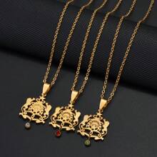 1 pieza Collar con colgante con mapa y nombre de ciudades de Marruecos en color dorado, joyería para mujeres y hombres