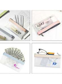 Individuelle, lässige TPU-Reißverschlusstasche mit Buchstabenmotiv, mehrfarbige Bankeinlagen-Geldbörse, 7,82 x 3,94 Zoll großer transparenter Bargeld-Organizer-Umschlag, Urlaubs- und Alltagsgeschenk für Tochter/Ehefrau/Oma/Klassenkameradin/Freundin/Großtante
