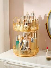 Rotating Cosmetic Storage Box, Bathroom Rotating Makeup Rack, Large Capacity Makeup Storage Vanity Organizer, Suitable For Cosmetics, Perfume, Skin Care, Lipstick (Transparent),For Holiday Beach, Bathroom Collection, Bedroom Collection, Large Capacity