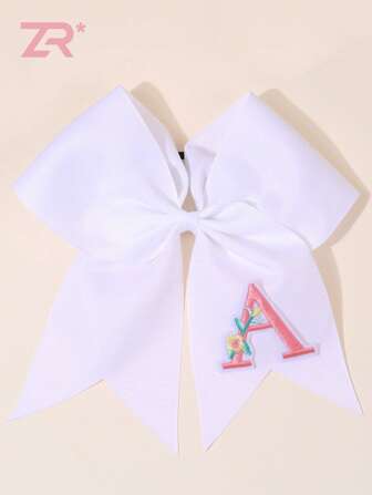 1pc White Solid Color 26 Letter Bow Hair Tie,Casual Grosgrain Ribbon Bow Hair Accessory For Women Girls For Daily Life Ponytail Holders Hair Elastics Hair Rubber Bands Scrunchies Hair Rope Elastic Hair Tie, Hair Bobbles Hairbands