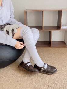 1 Pair Women's Loose Elephant Pattern Knitted Leg Warmers, Comfortable Thigh High Socks, Collegiate Style Over-The-Knee & Calf Socks, Knitted Bubble Long Socks, Suitable For Pairing With Various Casual Outfits, Comfortable And Warm. - White - View 7