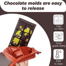 Stampo per barretta di cioccolato 2-in-1 al cioccolato fondente, stampo per cioccolato al pistacchio di Dubai, stampo per barrette di cioccolato fai da te, stampo in silicone extra profondo per praline di cioccolato