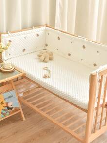 1件装新生儿婴儿床保险杠防撞缓冲软包，一体式婴儿安抚豆床带儿童拼接床围栏