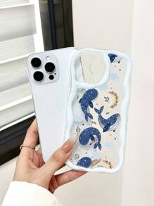 Cream Swirl Wave Edge Gloss Oil Painted Whale Pattern Anti-Drop Phone Case With Handmade Beaded Bracelet Accessories, Compatible With IPhone 16/11/16pro/16plus/16promax/16e/15Promax/13/14/12/XS/XR/7G/8P, Galaxy 11/12Pro/12/12X/13Pro/14Pro/15Pro/X3pro/,Redmi 10/9/Note9/12c/Note11pro/Note8Pro/9C/9a Waterproof Shockproof Scratch Resistant