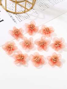 10pcs Soft Sheer Fabric Mini Flower Decor, Faux Flower For DIY Headpiece, Brooch, Hair Clip, Clothing Accessories, Home Decor, Bedroom Decoration