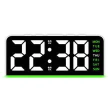 1 pieza Reloj digital moderno LED multifuncional con luz ambiente, brillo ajustable, pantalla de fecha y alimentación USB, reloj despertador dual con diseño rectangular elegante para decoración de dormitorio y sala de estar. (Sin batería, solo función de memoria de batería) Regalo para cumpleaños, graduación, reloj digital para dormitorio, decoración de dormitorio, decoración de dormitorio universitario, vuelta al colegio, decoración escolar, sorpresa escolar