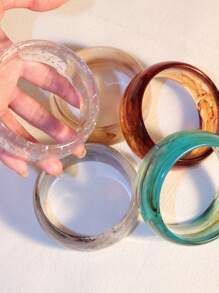 1 Stück modisches halbtransparentes Farbverlauf Acryl Armband, übertriebenes rundes breites Design für Frauen