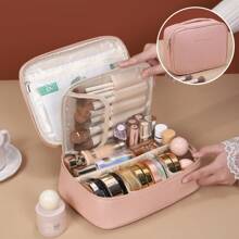 1pc.Travel Toiletry Bag - Space-Saving And Easy To Access, PU Material, Large Capacity Cosmetic Storage Box, Suitable For Travel, Multi-Functional Storage Bag, Perfect For Outdoor Use