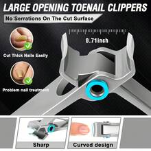 Toenail Clippers Seniors Thick Toenails, Aucurwen Heavy Duty Toe Nail Clippers Adult Thick Nails Long Handle, Large Toenail Clippers Thick Nails 7Pcs - Black - View 10