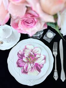 20pcs/Set Paper Disposable Napkin, Floral Pattern Paper Dinner Napkin For Party Back To School Valentine Day - Multicolor - View 6