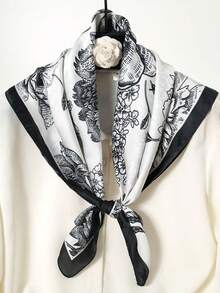 1pc Women Bandana Floral Printed Shawl, Chiffon Lightweight Scarf, Elegant Accessory For Spring/Summer - Multicolor - View 18