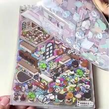 20 Sets DIY 3D House Stickers With Material Book,Fun DIY Sticker Scene For Teens Adults,Rich Collection Of 3D Space Stickers And Storage Spiral Notebook,Relief Stress Pass The Time