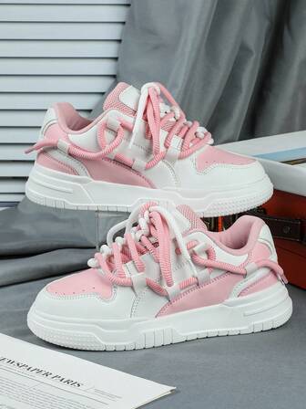 Multi-Color Patchwork Fashionable Back To School Skate Shoes, Casual Lace-Up Low-Top Comfortable Breathable Canvas Sneakers For Men, Suitable For Walking, Sports, Parties, Vacation, Gifting