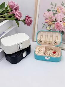 Rectangular Jewelry Organizer, Earrings, Necklace, Ring Portable Storage, Jewelry Storage Box,Transparent Plastic 3.5cm/1.38in Mini Jewelry Box,Portable Dust-Proof Box, Suitable For Travel And Outings, Ideal For Bffs, Girlfriend And Mom. For Women Storage Organizer Travel Essentials Gift Back To School