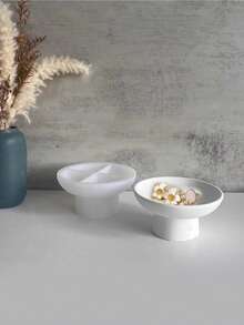 1pc Jewelry Tray Resin Mold, Silicone Tray Coaster Mold, Epoxy Resin Casting Mold, Cute Jewelry Small Jewelry Tray Candle Holder Mold, DIY Resin Polymer Clay Art Craft Products, Ideal Gifts For Home Decoration - White - View 7