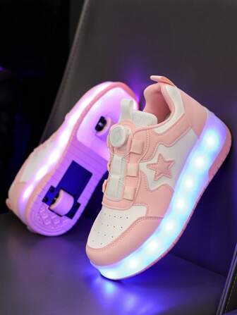 GUANGLAN USB 可充电 LED 7 色发光轮滑鞋，儿童发光运动鞋，适合男孩和女孩、儿童、中学生、休闲跑步运动鞋