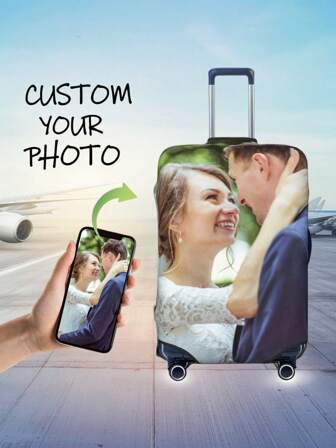 1pc Customized Luggage Cover - Double-Sided Printing Using Your Photo Or Text, Made Of Elastic Polyester, Washable, Dustproof, Wear-Resistant, Breathable, Fits 18-32 Inch Suitcases - Ideal Gift For Travel, Wedding, Halloween, Christmas, Thanksgiving, Mother's Day,Multifunction,Versatile,Large Capacity,Lightweight,Functional,Practical,All-Purpose,Colorful,Cute,Adorable,Contracted,Funny,Kawaii,Y2K,Minimalist,Commuting,Business Casual,Basics,Custom,Personalized,Unique,Customized,Ideal Gifts For Him,Ideal Gifts For Her,Her,Boyfriend,Girlfriend,Family,Friends,For Anniversaries,For Birthdays,For Holiday/ Vacation,For Outdoors/Outings/Travel/Hiking/Stadium/Sports/Climbing,For Business/Commute/Work/Office