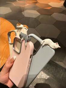 1pc 3D Cute Cat PU Leather Phone Case (Light Blue/Pink), Slim Shockproof Cover With Raised Kitten Design, Soft Matte Protective Case, Kawaii Aesthetic Gift For Women Girls For IPhone 17/17 Air/17 Pro/17 Pro Max, 16/15/14/13/12/11, OPPO