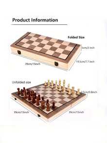 Magnetic Wooden Chess Set Box, 15 Inch Wooden Folding Chessboard, 2 Extra Queens, Handmade Board Games - Multicolor - View 5