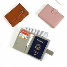 1pc Simple Fashion Women Passport Holder, Long Bifold Wallet, Slim & Stylish, With Cash Slot, Credit Card Slots, Coin Pocket, SIM Card Slot, Durable Polyester Lining, Security Zipper Compartment, Perfect Gift