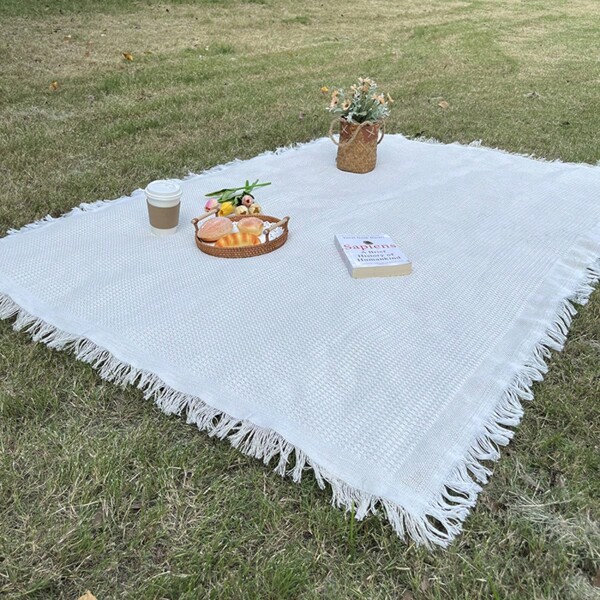 White Camping Blanket, Waterproof Picnic Mat, Sofa Cover, Multi-Functional