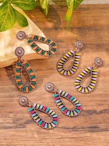 TopHanqi Conjunto de brincos femininos com 4/7/3 peças, brincos pendurados estilo boêmio com vários elementos, adequados para uso diário, festas, presentes, todas as estações