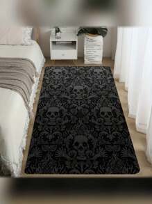 Ultra Soft Plush Gothic Personalized Skull Print Floor Mat, Relieve Visual Fatigue Non-Slip Doormat, Water Absorbent, Machine Washable, Soft & Comfortable For Kitchen, Living Room, Bedroom, Hallway, Bathroom, Laundry Room - Durable And Easy To Clean Carpet, Home Decor - Multicolor - View 11